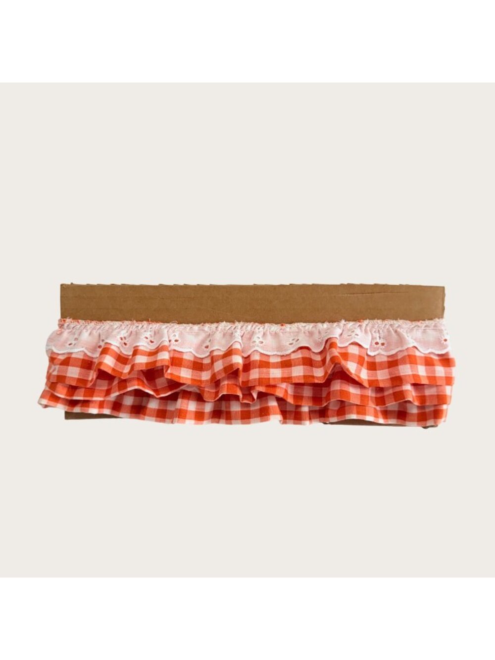 Vintage Eyelet Lace Orange and White Gingham 2" Trim 1 yard 26 inches